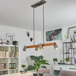 Lampes Industrielles-hofstein Suspension Zuoz Écru, Nickel mat, 4 lumières