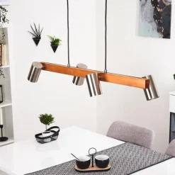 Lampes Industrielles-hofstein Suspension Zuoz Écru, Nickel mat, 4 lumières