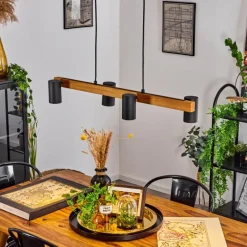 Luminaires Scandinaves-hofstein Suspension Zuoz Écru, Noir, 4 lumières