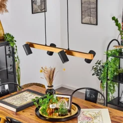 Luminaires Scandinaves-hofstein Suspension Zuoz Écru, Noir, 4 lumières