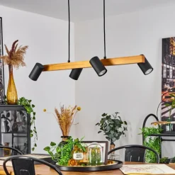 Luminaires Scandinaves-hofstein Suspension Zuoz Écru, Noir, 4 lumières