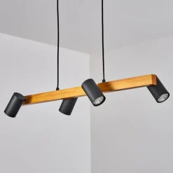 Luminaires Scandinaves-hofstein Suspension Zuoz Écru, Noir, 4 lumières