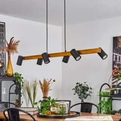 Luminaires Scandinaves-hofstein Suspension Zuoz Écru, Noir, 6 lumières