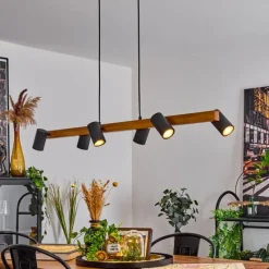 Luminaires Scandinaves-hofstein Suspension Zuoz Écru, Noir, 6 lumières