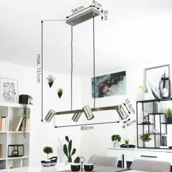 Lampes Industrielles-hofstein Suspension Zuoz Nickel mat, 4 lumières