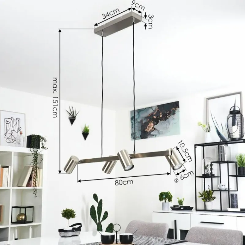 Lampes Industrielles-hofstein Suspension Zuoz Nickel mat, 4 lumières