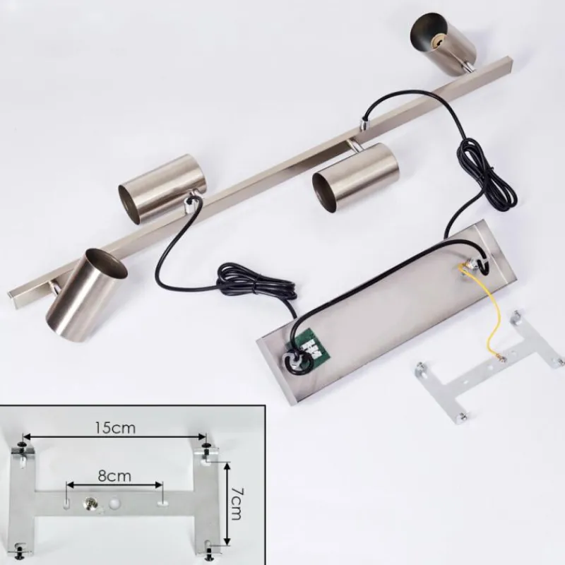 Lampes Industrielles-hofstein Suspension Zuoz Nickel mat, 4 lumières