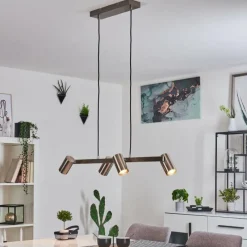 Lampes Industrielles-hofstein Suspension Zuoz Nickel mat, 4 lumières