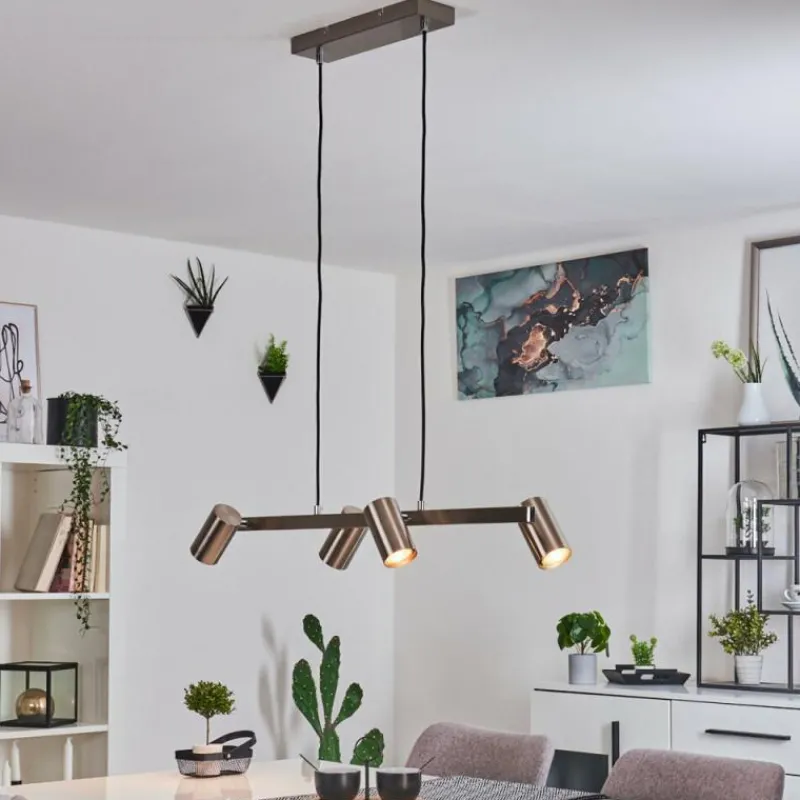Lampes Industrielles-hofstein Suspension Zuoz Nickel mat, 4 lumières