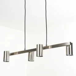 Lampes Industrielles-hofstein Suspension Zuoz Nickel mat, 4 lumières