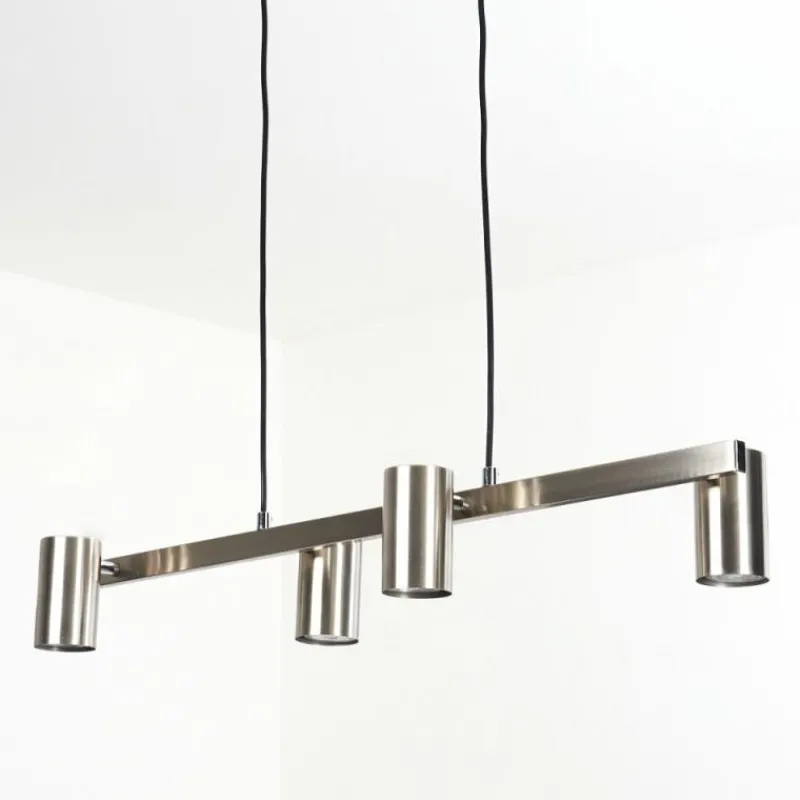 Lampes Industrielles-hofstein Suspension Zuoz Nickel mat, 4 lumières