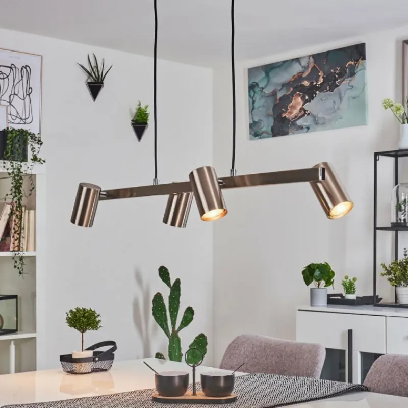 Lampes Industrielles-hofstein Suspension Zuoz Nickel mat, 4 lumières