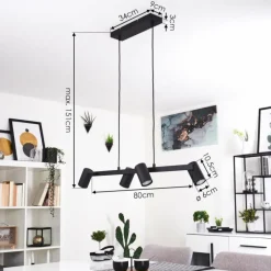 hofstein Suspension Zuoz Noir, 4 lumières