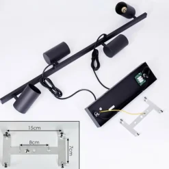 hofstein Suspension Zuoz Noir, 4 lumières