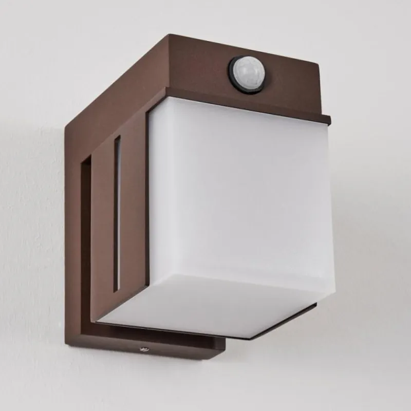 hofstein Swanek Lampe murale d´extérieur, Applique murale LED Rouille, 1 lumière, Détecteur de mouvement