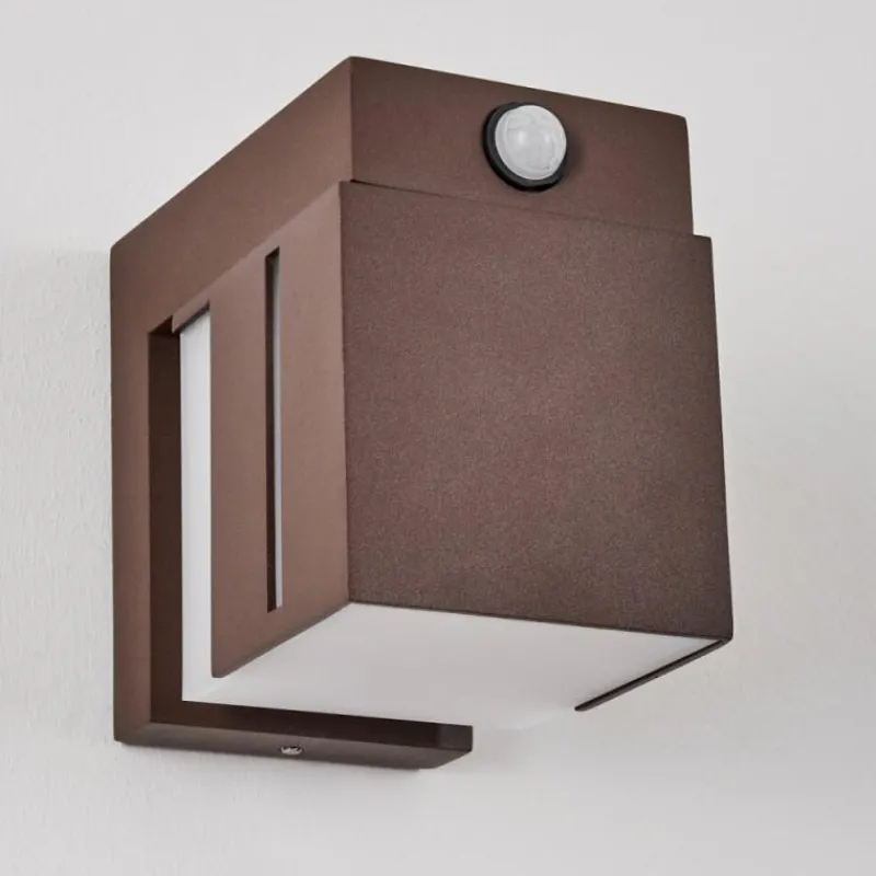 hofstein Swanek Lampe murale d´extérieur, Applique murale LED Rouille, 1 lumière, Détecteur de mouvement