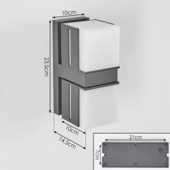 hofstein Swanek Lampe murale d´extérieur, Applique murale LED Anthracite, 2 lumières