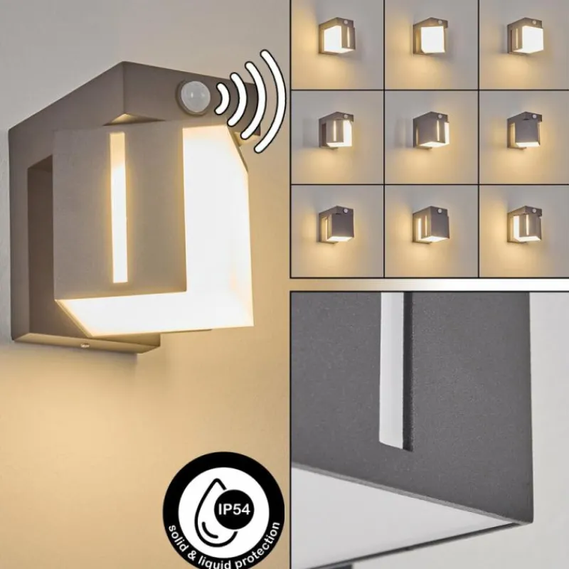 hofstein Swanek Lampe murale d´extérieur, Applique murale LED Anthracite, 1 lumière, Détecteur de mouvement