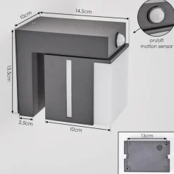 hofstein Swanek Lampe murale d´extérieur, Applique murale LED Anthracite, 1 lumière, Détecteur de mouvement