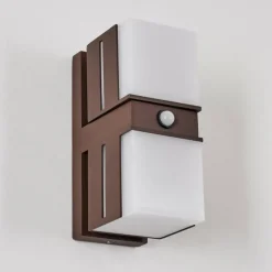 hofstein Swanek Lampe murale d´extérieur, Applique murale LED Rouille, 2 lumières, Détecteur de mouvement