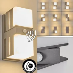 hofstein Swanek Lampe murale d´extérieur, Applique murale LED Anthracite, 2 lumières, Détecteur de mouvement