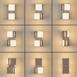 hofstein Swanek Lampe murale d´extérieur, Applique murale LED Anthracite, 2 lumières, Détecteur de mouvement