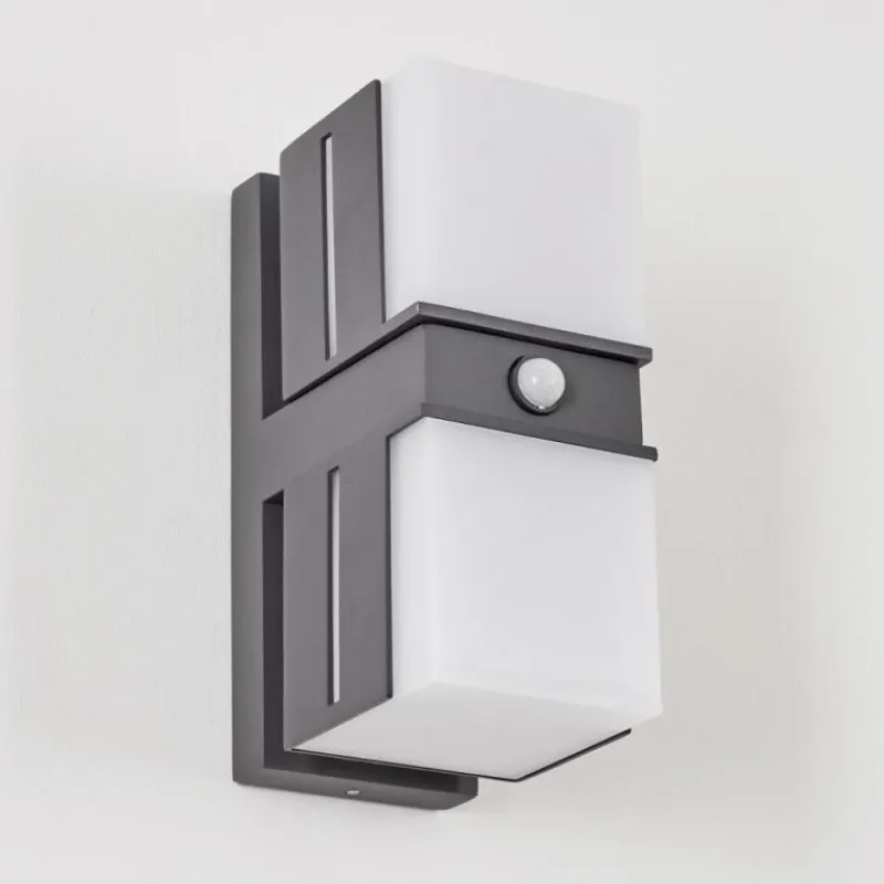 hofstein Swanek Lampe murale d´extérieur, Applique murale LED Anthracite, 2 lumières, Détecteur de mouvement