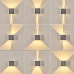 hofstein Tamarin Lampe murale d´extérieur, Luminaire Up & Down, Applique murale LED Gris, Argenté, 1 lumière