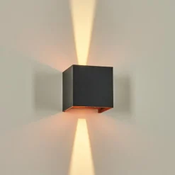 hofstein Tamarin Lampe murale d´extérieur, Luminaire Up & Down, Applique murale LED Cuivre, Noir, 1 lumière