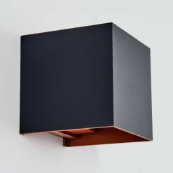 hofstein Tamarin Lampe murale d´extérieur, Luminaire Up & Down, Applique murale LED Cuivre, Noir, 1 lumière