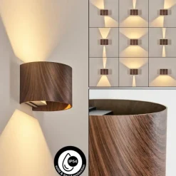 hofstein Tamarin Lampe murale d´extérieur, Luminaire Up & Down, Applique murale LED Couleur bois, Noir, 1 lumière