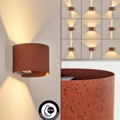 hofstein Tamarin Lampe murale d´extérieur, Luminaire Up & Down, Applique murale LED Rouille, Noir, 1 lumière