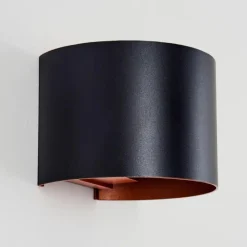 hofstein Tamarin Lampe murale d´extérieur, Luminaire Up & Down, Applique murale LED Cuivre, Noir, 1 lumière