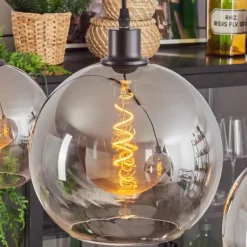 hofstein Tapitapa Suspension, Boule lumineuse Noir, 3 lumières