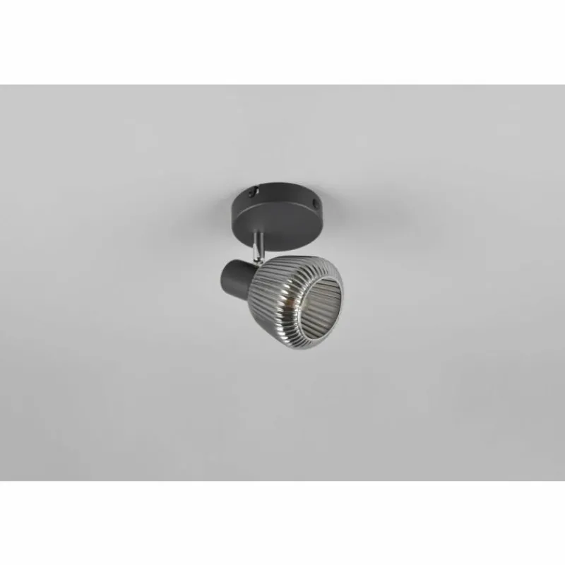 Suspension Verre Fumé-Luminaires Trio Tarifa Spot de plafond Noir, 1 lumière