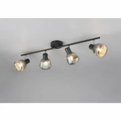Suspension Verre Fumé-Luminaires Trio Tarifa Spot de plafond Noir, 4 lumières