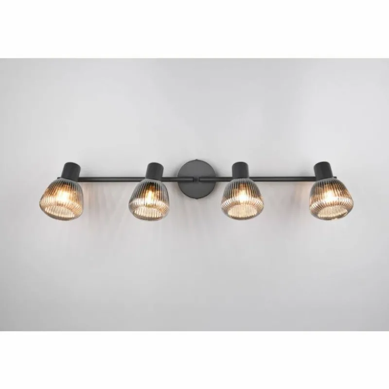 Suspension Verre Fumé-Luminaires Trio Tarifa Spot de plafond Noir, 4 lumières