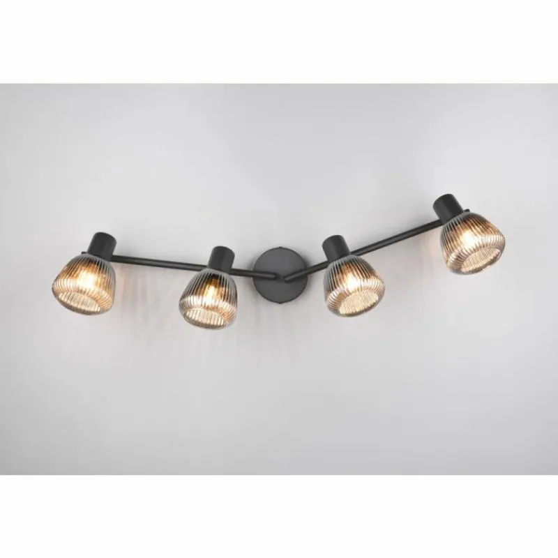 Suspension Verre Fumé-Luminaires Trio Tarifa Spot de plafond Noir, 4 lumières