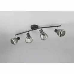 Suspension Verre Fumé-Luminaires Trio Tarifa Spot de plafond Noir, 4 lumières