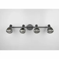 Suspension Verre Fumé-Luminaires Trio Tarifa Spot de plafond Noir, 4 lumières