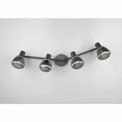 Suspension Verre Fumé-Luminaires Trio Tarifa Spot de plafond Noir, 4 lumières