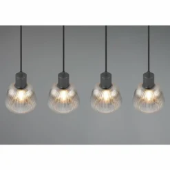 Suspension Verre Fumé-Luminaires Trio Tarifa Suspension Noir, 4 lumières