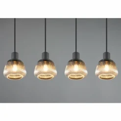 Suspension Verre Fumé-Luminaires Trio Tarifa Suspension Noir, 4 lumières