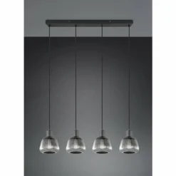 Suspension Verre Fumé-Luminaires Trio Tarifa Suspension Noir, 4 lumières