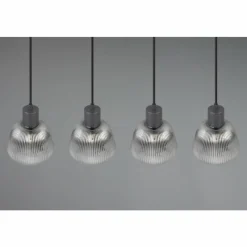 Suspension Verre Fumé-Luminaires Trio Tarifa Suspension Noir, 4 lumières