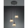 Suspension Verre Fumé-Luminaires Trio Tarifa Suspension Noir, 3 lumières