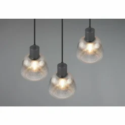 Suspension Verre Fumé-Luminaires Trio Tarifa Suspension Noir, 3 lumières