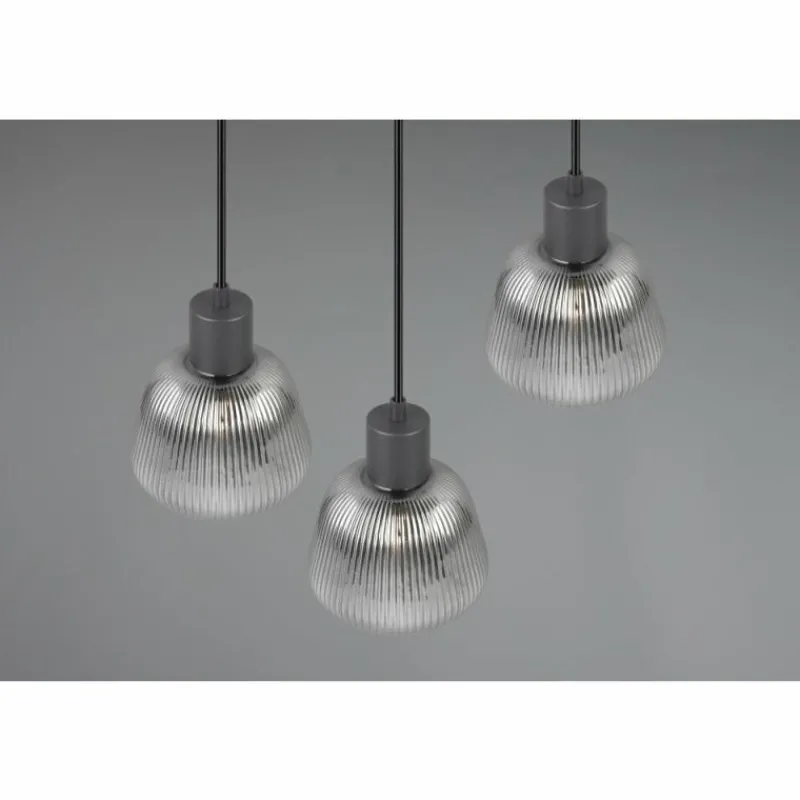 Suspension Verre Fumé-Luminaires Trio Tarifa Suspension Noir, 3 lumières