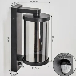 hofstein Telhada Luminaire extérieur, Lampe murale d´extérieur Noir, 1 lumière, Détecteur de mouvement