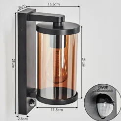 hofstein Telhada Luminaire extérieur, Lampe murale d´extérieur Noir, 1 lumière, Détecteur de mouvement